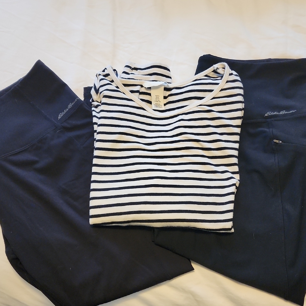 Eddie Bauer Bundle With Stripped Long Sleeve Size L